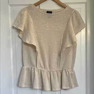 Daytrip Cream Ruffle Sleeve Blouse NWOT